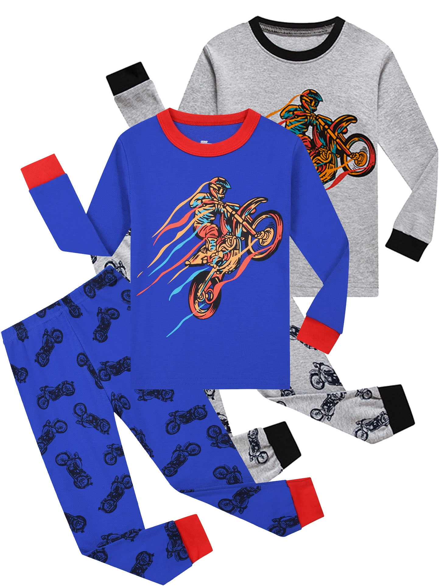 WIBACKER Kids Boys Motorcyclist 2 Piece Pajamas Set 100% Cotton Pjs for ...
