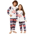 thumbnail image 1 of WIBACKER Kids Merry Christmas Pajamas Long Sleeve Holiday Pjs Set Toddler Boys Girls Xmas Snowflake Reindeer Jammies 2-14 Years, 1 of 6