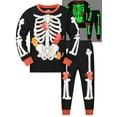 thumbnail image 1 of WIBACKER Kids Pajamas for Boys Girls Skeleton Glow-in-The-Dark Cotton Sleepwear Toddler Clothes Halloween Ghost Sibling Matching Pjs, 1 of 12