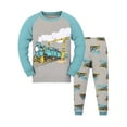 thumbnail image 1 of WIBACKER Kids & Toddler Boys Long Sleeve Top and Pants Sleepwear Cotton 2 Piece Pajama Set,Train, 1 of 10