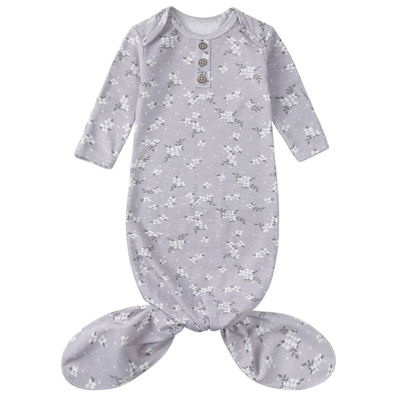 WIBACKER Knotted Newborn Sleeper for Baby Boy and Girl, Soft Stretchy Long Sleeve Infant Gowns with Mitten Cuffs Hospital Coming Home Outfit