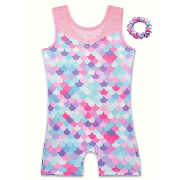 WIBACKER Leotards for Girls Gymnastics Toddler Dance Biketards Mermaid Athletic Dance Wear Shiny Outfits Kids