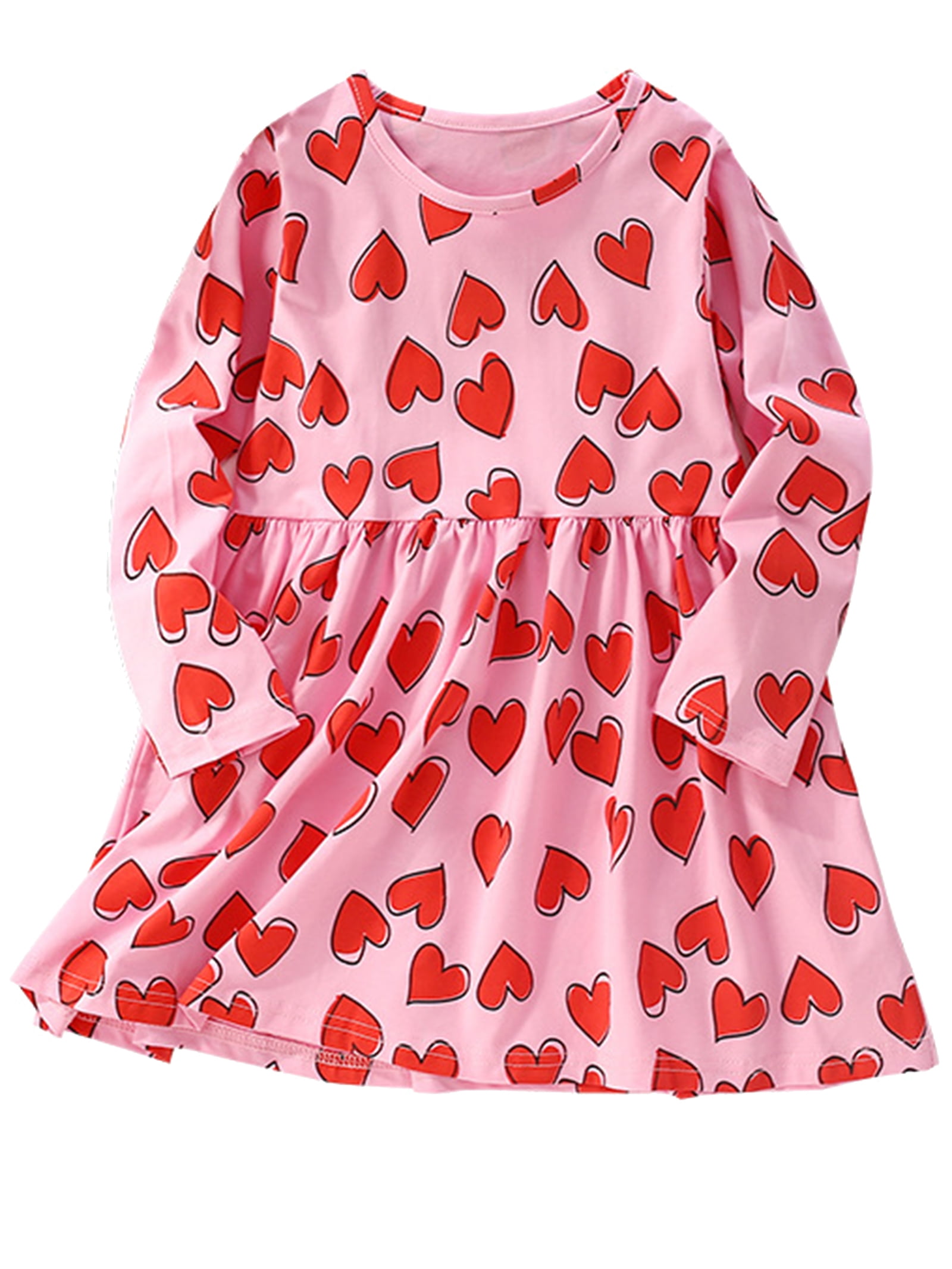WIBACKER Little Girls Cotton Jersey Dress Floral Birthday Casual Dress Fall  Long Sleeved Dresses 2T-7Y - Walmart Business Supplies