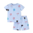 thumbnail image 1 of WIBACKER Little Girls Pajamas Short Sleeve 100% Cotton Toddler Pjs Floral Sleepwear Summer 2 Pieces Pajama Sets 2-7T, 1 of 9