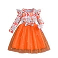thumbnail image 1 of WIBACKER Little Girls Pumpkin Tulle Dresses Toddler Kids Long Sleeve Sparkle Tutu Dress Halloween Party Festival Dress 4T, 1 of 9