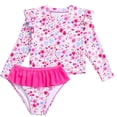 thumbnail image 1 of WIBACKER Little Girls Swimsuits Two Pieces Swimwears Rash Guard Set Long Sleeve UPF50+ Bathing Suit for Summer Beach, 1 of 6