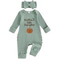 thumbnail image 1 of WIBACKER My 1st Halloween Newborn Baby Coming Home Outfit, Sleep and Play Convertible Footie Romper for Baby Girls, 1 of 5