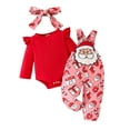 thumbnail image 1 of WIBACKER My First Christmas Baby Girl Outfit Newborn Romper Set Fall Winter Infant Christmas Suspender Pants Clothes, 1 of 10