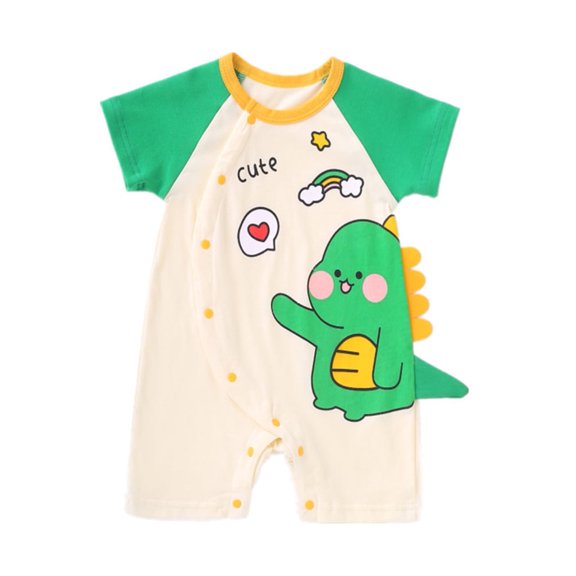WIBACKER Newborn-24 Months Baby Girls Boys Short Sleeve Cartoon Romper One Piece Jumpsuit,Dinosaur