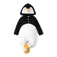 thumbnail image 1 of WIBACKER Newborn Baby Boy Girl Cartoon Penguin Hooded Jumpsuit Infant One Piece Onesie Long Romper, 1 of 8
