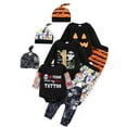 thumbnail image 1 of WIBACKER Newborn Baby Boy Halloween Outfits Infant Tattoo Romper + Skull Pants + Hat Set 0-18 Months, 1 of 8