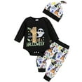 thumbnail image 1 of WIBACKER Newborn Baby Boy My 1st Halloween Outfits Infant Bodysuit + Boo Pants + Hat Set 0-18 Months, 1 of 11