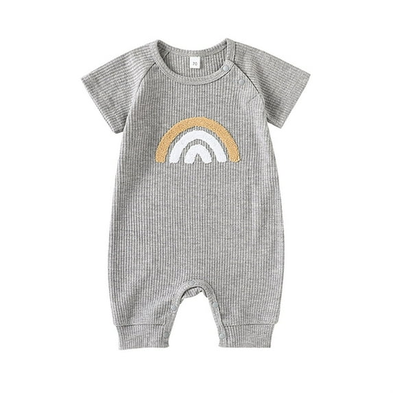 WIBACKER Newborn Baby Boy Rainbow Short Sleeve Romper One Piece Jumpsuits Summer Clothes