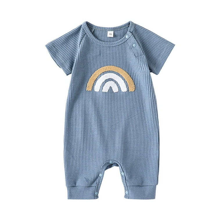 WIBACKER Newborn Baby Boy Rainbow Short Sleeve Romper One Piece