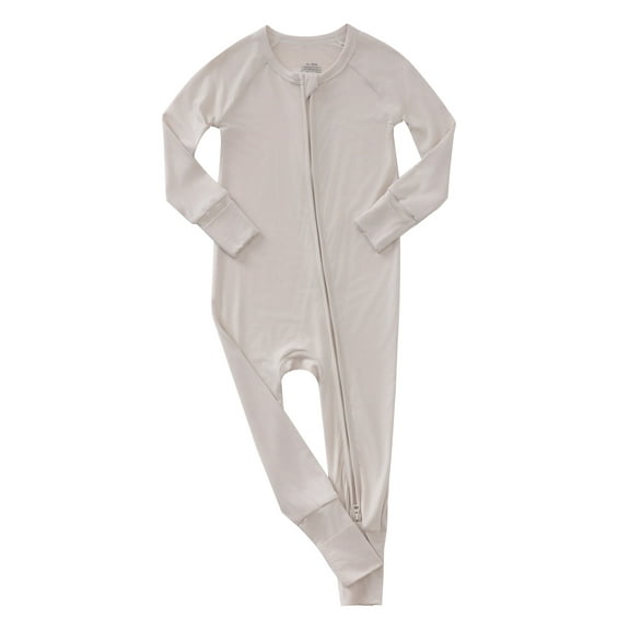 WIBACKER Newborn Baby Boys Girls Bamboo Viscose Pajamas with Mitten Cuffs Front Zip Long Sleeve Footless Sleepers
