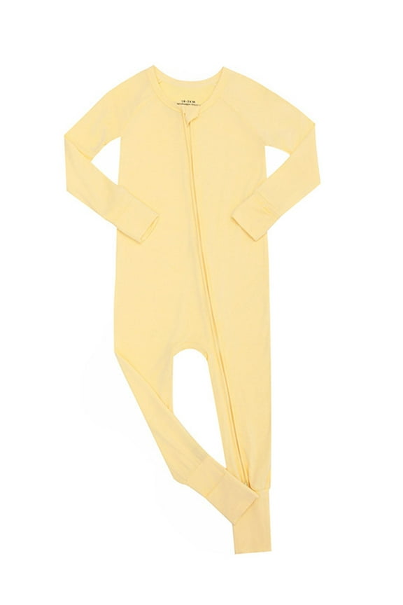 Newborn Baby Boys Girls Bamboo Viscose Pajamas with Mitten Cuffs Front Zip Long Sleeve Footless Sleepers