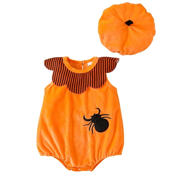 WIBACKER Newborn Baby Boys Girls Halloween Spider Hooded Costume Infant Sleeveless Romper & Hat Costumes Set Photo Shoot Costumes