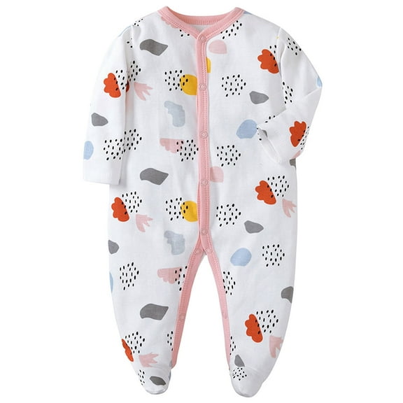 WIBACKER Newborn Baby Footed Pajamas 100% Cotton Infant Baby Snap Sleepers for Sleep and Play Footies 0-12 Months - Clouds