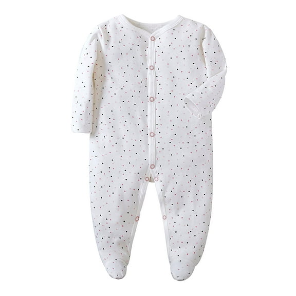 WIBACKER Newborn Baby Footed Pajamas 100% Cotton Infant Baby Snap Sleepers for Sleep and Play Footies 0-12 Months - Polka Dots