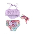 thumbnail image 1 of WIBACKER Newborn Baby Girl 3Pcs Bikini with Tassels Mermaid Bowknot Swimwear Toddler Bathing Suit, 1 of 12