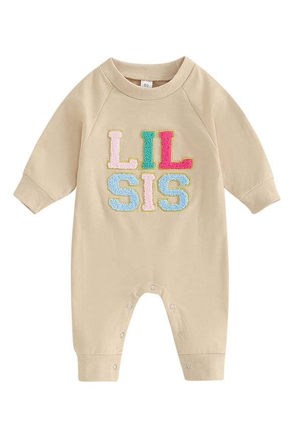 Newborn Baby Girl Bodysuit Sister Matching Sweatshirt Overall Romper Fall Winter Clothes LIL SIS