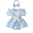 thumbnail image 1 of WIBACKER Newborn Baby Girl Easter Clothes Rabbit Ruffle Sleeve Romper Suspender Dress Headband Summer Outfits, 1 of 9