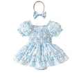 thumbnail image 1 of WIBACKER Newborn Baby Girl Easter Outfit Smocked Bunny Romper Bodysuit Headband Summer Pleated Dress Clothes 9-12M, 1 of 9