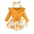 thumbnail image 1 of WIBACKER Newborn Baby Girl Fall Skirt Outfit Shoulder Big Bowknot Ruffles Romper Bloomers Skirt Headband Infant Winter Set, 1 of 10