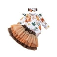 thumbnail image 1 of WIBACKER Newborn Baby Girl Halloween Skirt Outfit Set, Infant Pumpkin Dress, Toddler Romper + Tutu Skirt + Headband, 1 of 8