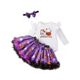 thumbnail image 1 of WIBACKER Newborn Baby Girl My 1st Halloween Skirt Outfit, Infant Pumpkin Dress, Toddler Romper Tutu Skirt Headband Set, 1 of 6