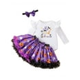 thumbnail image 1 of WIBACKER Newborn Baby Girl My 1st Halloween Skirt Outfit, Infant Pumpkin Dress, Toddler Romper Tutu Skirt Headband Set, 1 of 6