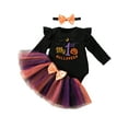 thumbnail image 1 of WIBACKER Newborn Baby Girl My 1st Halloween Skirt Outfit, Infant Pumpkin Dress, Toddler Romper Tutu Skirt Headband Set, 1 of 7