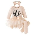 thumbnail image 1 of WIBACKER Newborn Baby Girl Outfit Infant Girls Outfits Long Sleeve Ruffle Romper+Tulle Tutu Skirt+Leg Warmer+Headband 4Pcs Clothes Set, 1 of 11