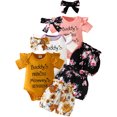thumbnail image 1 of WIBACKER Newborn Baby Girl Summer Outfits Set Ruffle Short Sleeve Romper and Floral Shorts with Headband, 1 of 11