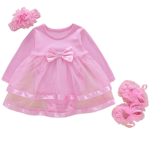 WIBACKER Newborn Baby Girls Flowers Romper Dress Sets Infant Tutu Dresses Party Outfits + Headband + Shoes