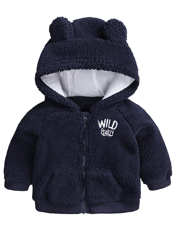 Newborn Baby Girls Infant Boys Cartoon Zipper Fleece Hooded Jacket Coat with Ears Warm Todder Kids Outwear