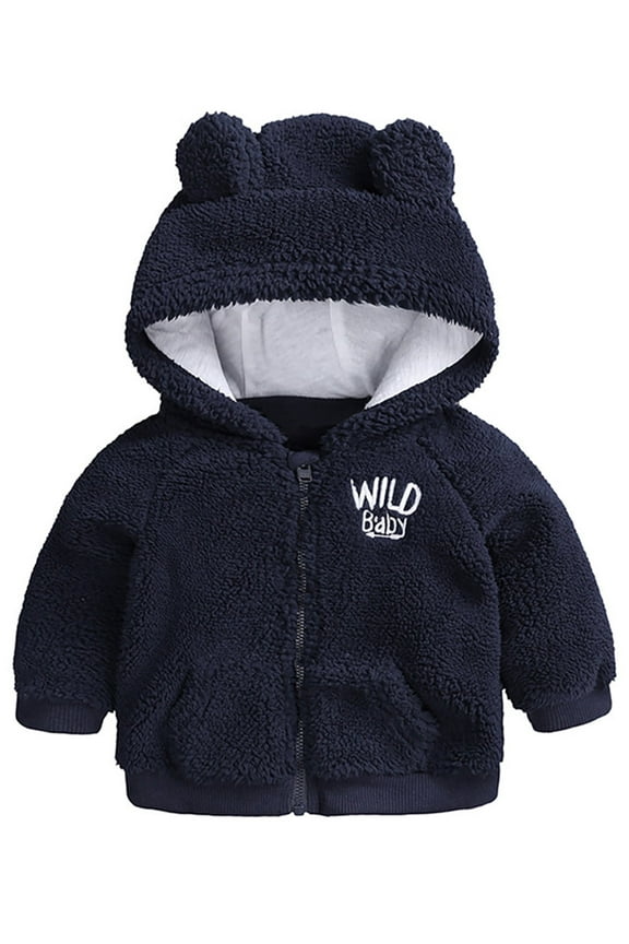 Newborn Baby Girls Infant Boys Cartoon Zipper Fleece Hooded Jacket Coat with Ears Warm Todder Kids Outwear