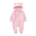 thumbnail image 1 of WIBACKER Newborn Baby Jumpsuit Bear Footed Hooded Fleece Rompers Long Sleeve Onesies Outwear Outfits, 1 of 8