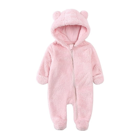 WIBACKER Newborn Baby Jumpsuit Bear Footed Hooded Fleece Rompers Long Sleeve Onesies Outwear Outfits