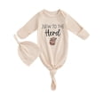 thumbnail image 1 of WIBACKER Newborn Baby Knotted Gown Infant Cotton Long Sleeve Sleeper with Mitten Cuffs, Baby Girl and Boy Sleep Gown, 1 of 5