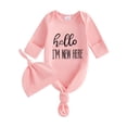 thumbnail image 1 of WIBACKER Newborn Baby Knotted Gown Infant Cotton Long Sleeve Sleeper with Mitten Cuffs, Baby Girl and Boy Sleep Gown, 1 of 6