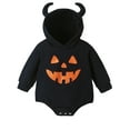 thumbnail image 1 of WIBACKER Newborn Halloween Cattle Horn Hoodie Girl Boy Pumpkin Romper Bubble Sweatshirt Bodysuit Fall Outfit Baby Clothes, 1 of 9