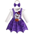 thumbnail image 1 of WIBACKER Newborn Infant Baby Girl Dress Halloween Spider Boo Romper Overalls + Suspender Skirt + Headband Set for Toddler, 1 of 8