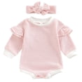 thumbnail image 1 of WIBACKER Newborn Infant Baby Girls Winter Ruffles Romper Headband Outfit Clothes, 1 of 8