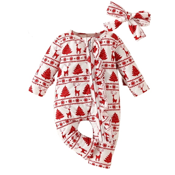 WIBACKER Newborn Outfit Girl Ruffle Long Sleeve Knit Romper Ribbed Floral Jumpsuit Baby Girl Coming Home Fall Winter Outfit