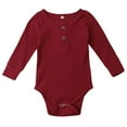 thumbnail image 1 of WIBACKER Newborn Unisex Baby Romper Infant Solid Ribbed Long Sleeve Bodysuit 1Pcs, 1 of 7