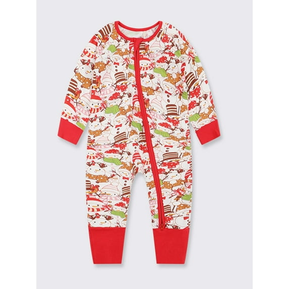 WIBACKER Newborn Viscose from Bamboo Sleeper 2-Way Zipper Christmas Pajamas for Baby Boys & Baby Girls Snug Fit One Piece