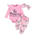 thumbnail image 1 of WIBACKER Princess Has Arrived Newborn Outfit Baby Girl Going Home Outfits Ruffle Ribbed Romper Top Floral Pants Set Fall Winter Clothes, 1 of 10