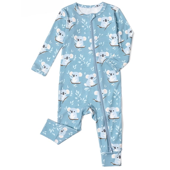 WIBACKER Rayon of Bamboo Baby Long Sleeve Footless Romper 2 Way Zipper Pajamas Sleep‑N‑Play Jumpsuits for Infant Boys Girls - Koala