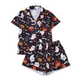 thumbnail image 1 of WIBACKER S-2XL Halloween Womens Pajamas Set Short Sleeve Button Down 2 Piece Loungewear Sets Boo Pumpkin Sleepwear, 1 of 11